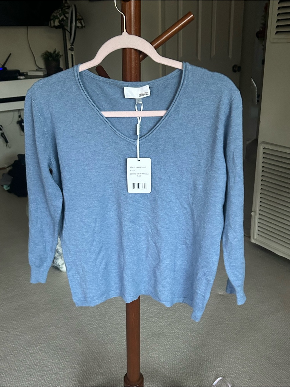 Milano Light Blue V-Neck Long Sleeve Sweater